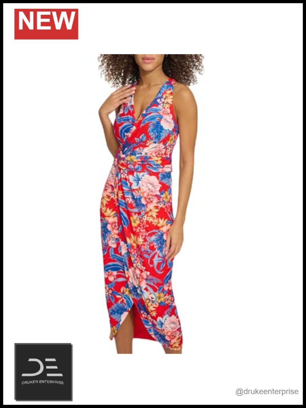 Sleeveless V-Neck Wrap Midi Dress Casual Beach Party